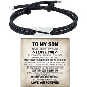 To My Son Bracelet From Mom/Dad,Sons Infinity Knot Engraved Bracelets Multi-Layer Braided Leather Inspirational Bangle Bracelets Christmas Birthday Jewelry Gifts From Dad