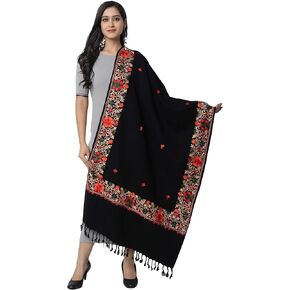 Zamour Kashmiri Embroidery Indian Shawl Stole Scarf Wrap for Wedding Parties Bridesmaid Full Size Stole
