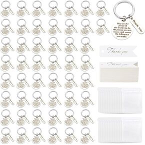 150 Pcs Employee Appreciation Keychain Gift Bulk for Coworker 50 Set Thank You Gifts Keychains with Organza Bags Cards for Social Worker Staff for Her Him Gifts (Silver)