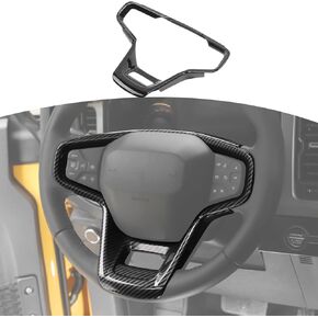 for Bronco Steering Wheel Panel Trim Carbon Fiber for Ford Bronco 2021 up Carbon Fiber Interior Accessories (Not fit Sport)