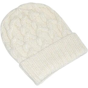 Invisible World Women's 100% Alpaca Wool Hat Knit Winter Beanie Cable Knit Cap