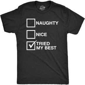 Mens Naughty List Nice List Tried My Best Funny Graphic Santa Christmas T Shirt