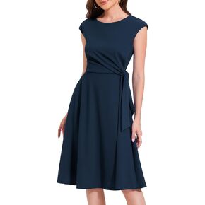 Bbonlinedress Vintage Cocktail Dress for Women Wedding Guest Formal Midi Plus Size Homecoming Party Dress Navy 2XL