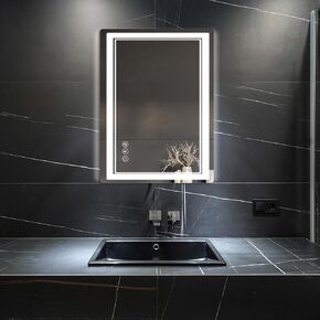 24"x 30" LED Bathroom Mirror with Front and Backlight, Bathroom Vanity Mirror with 3 Color Adjustable, Stepless Dimmable Light, Anti-Fog, Memory Function, Vanity Mirror for Wall(Horizontal/Vertical).
