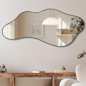Irregular Wall Mirror, Large Asymmetrical Mirror, 47.24"x21.6" Weird Shaped Mirrors, Modern Organic Mirror for Living Room Bathroom Bedroom Entryway Fireplace