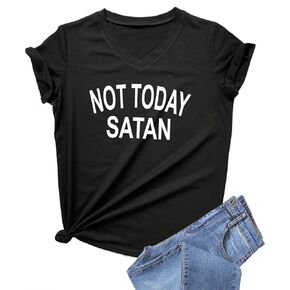 DANVOUY Women's V-Neck Summer Casual Letters Printed Short Sleeves Graphic T-Shirt