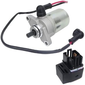 Starter Motor & Relay for Polaris Outlaw 50 2008-2019| Predator 50 2007, 0453848 0454691 0454951 18643 18644 410-54058 SMU0273 SMU0284 57-2732 495774 PA-108