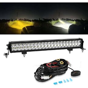 LANGBO-LED Light Bar 23-Inch 144W, 3 Modes Amber/White, Dual Color Flood/Spot Combo Fog Off-Road Driving Work Light for Truck, Toyota 4Runner, Tractor, ATV, UTV, Jeep Wrangler, Pickup