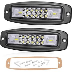 Flush Mount LED Pods, 2Pcs 7 Inch LED Light Bar 96W Off Road Flush Mount LED Lights Spot Flood Combo Driving Light LED Work Light Bar Fog lights for Trucks, SUV, Pick up, Bumper
