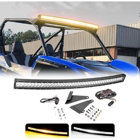 WeiSen 42" 240W Amber White LED Strobe Curved Light Bar w/Memory Function Wiring Harness Rocker Switch and Light Bar Mounts Compatible with Kawasaki Teryx KRX 1000 2020-2024