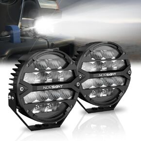 NOVSIGHT Round LED Driving Lights, 5 Inch 160W Off Road Lights 21600LM Fog Ditch Bumper LED Flood Pod Lights for Trucks Car UTV ATV, 2pcs 12V LED Lights with Rocker Switch Wiring Harness Kit