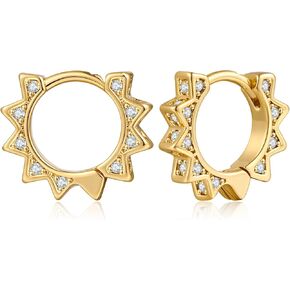 Mini Gold Spike Huggies Earrings for Women Gold Plated Cubic Zirconia Geometric Huggie Hoop Earrings Fashion Punk Jewelry Gift
