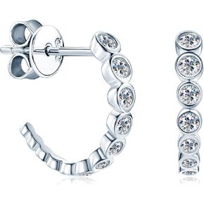 AINUOSHI Gold/Sterling Silver Hoop Earrings for Women Post Open Hoop Earrings Moissanite C-Hoop Loop Earrings
