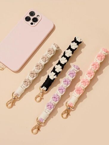 Macrame Keychain Handmade Wristlet Keychain for Women Cute keychain for Girls Wrist Lanyard for Keys in Saudi Arabia