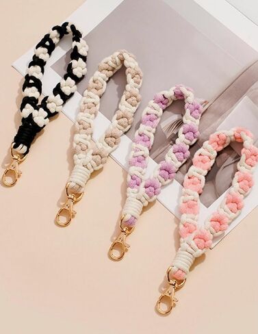 Macrame Keychain Handmade Wristlet Keychain for Women Cute keychain for Girls Wrist Lanyard for Keys in Saudi Arabia