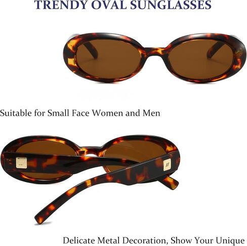 Retro Oval Sunglasses for Women 90s Classic Shades Vintage Fashion Womens Sun Glasses in Kuwait