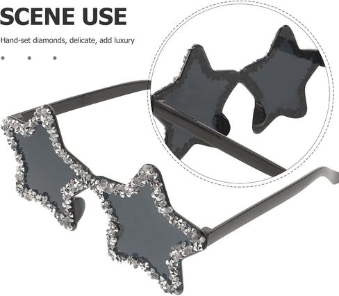 Holibanna Rhinestone Star Sunglasses Rimless Sunglasses Trendy Transparent Star Glasses for Women Unisex Candy Bachelorette in Saudi Arabia