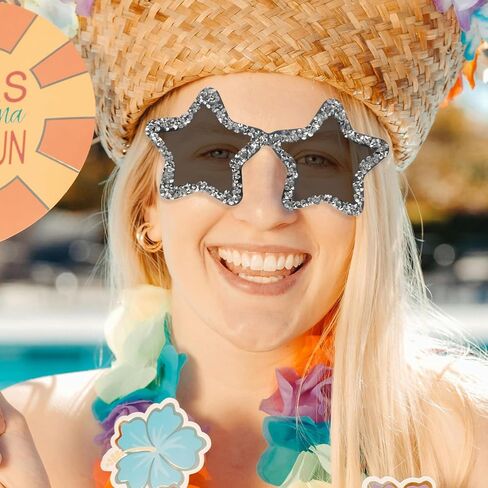 Holibanna Rhinestone Star Sunglasses Rimless Sunglasses Trendy Transparent Star Glasses for Women Unisex Candy Bachelorette in Saudi Arabia