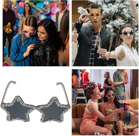 Holibanna Rhinestone Star Sunglasses Rimless Sunglasses Trendy Transparent Star Glasses for Women Unisex Candy Bachelorette in Saudi Arabia