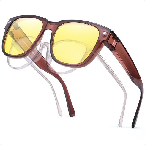 Myiaur Women’s Night Driving Fit Over Glasses, Polarized Anti Glare Night Vision Glasses Nighttime Yellow Lens Glasses in Saudi Arabia