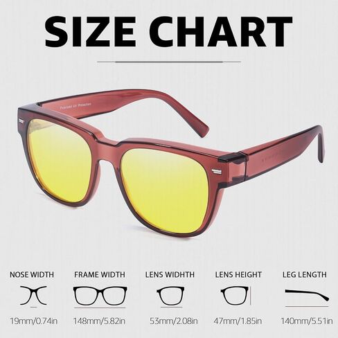 Myiaur Women’s Night Driving Fit Over Glasses, Polarized Anti Glare Night Vision Glasses Nighttime Yellow Lens Glasses in Saudi Arabia