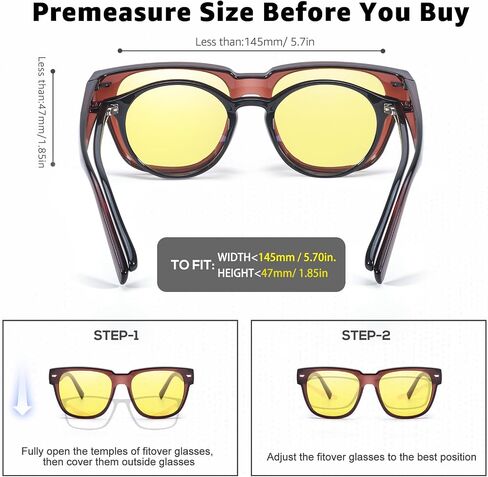 Myiaur Women’s Night Driving Fit Over Glasses, Polarized Anti Glare Night Vision Glasses Nighttime Yellow Lens Glasses in Saudi Arabia