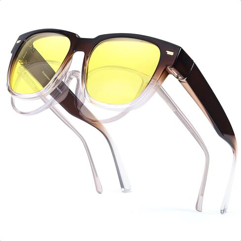 Myiaur Women’s Night Driving Fit Over Glasses, Polarized Anti Glare Night Vision Glasses Nighttime Yellow Lens Glasses in Saudi Arabia