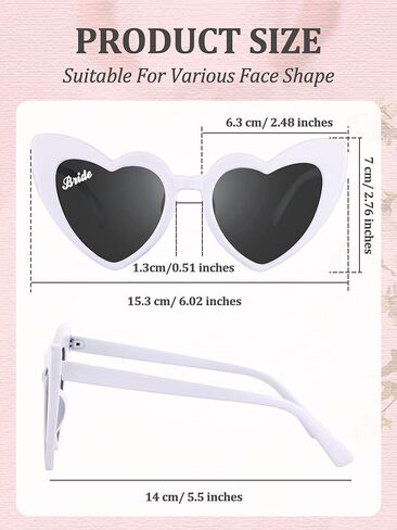 Flutesan 12 Pairs Bachelorette Party Sunglasses Bridesmaid Bridal Heart Sunglasses for Wedding in Saudi Arabia