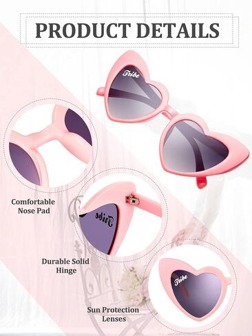 Flutesan 12 Pairs Bachelorette Party Sunglasses Bridesmaid Bridal Heart Sunglasses for Wedding in Saudi Arabia