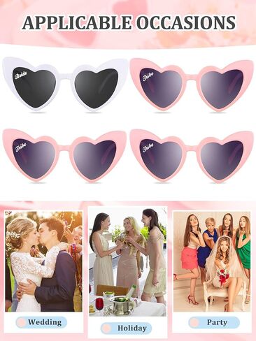 Flutesan 12 Pairs Bachelorette Party Sunglasses Bridesmaid Bridal Heart Sunglasses for Wedding in Saudi Arabia