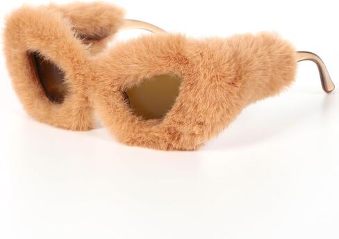 sy soul young Women's Plush Fuzzy Sunglasses Cat Eye Shades Glasses Punk Soft Velvet Party Cosplay Masquerade Eyewear in Saudi Arabia