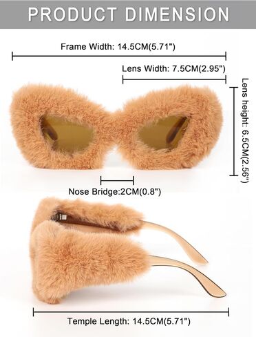 sy soul young Women's Plush Fuzzy Sunglasses Cat Eye Shades Glasses Punk Soft Velvet Party Cosplay Masquerade Eyewear in Saudi Arabia
