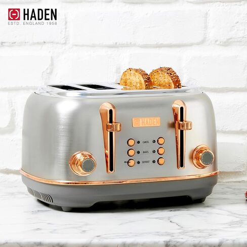Haden Heritage 75012 1.7 Liter Stainless Steel Body Retro Electric Tea Kettle, White and Haden Heritage 75013 4 Slice Wide Slot Stainless Steel Retro Toaster, White in Kuwait