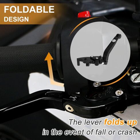 Motorcycle Clutch Brake Handle Levers, Adjustable Left Right Handle Levers Compatible with Husqvarna Nuda 900 2012-2015 Accessories (Black) in Saudi Arabia