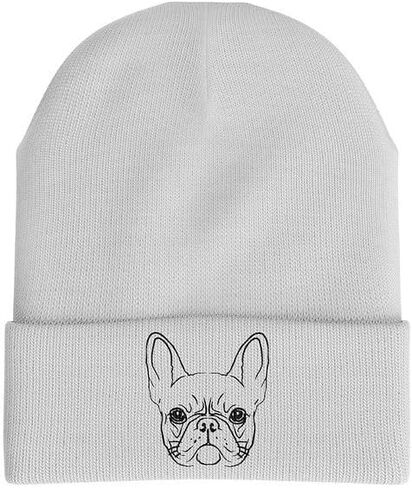 French Bulldog Beanie Hat for Men, Funny Frenchie Dog Embroidered Hat, Bulldog Gifts in Saudi Arabia