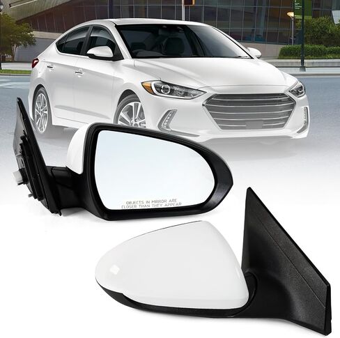 مجموعة مرآة جانبية للراكب الأيمن تناسب 2017 2018 2019 2020 Hyundai Elantra مع زجاج كهربائي ساخن لإشارة الانعطاف العمياء وكشف النقاط العمياء ومطابقة قابلة للطي يدويًا باللون الأبيض (7 دبابيس) in Kuwait