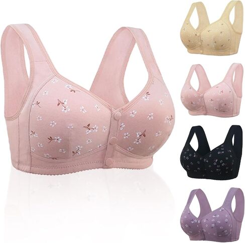 Front Button Bra Front Closure Everyday Sports Bras Convenient Snap Sleep Bra Comfort Wireless Cotton Bras for Women in Saudi Arabia