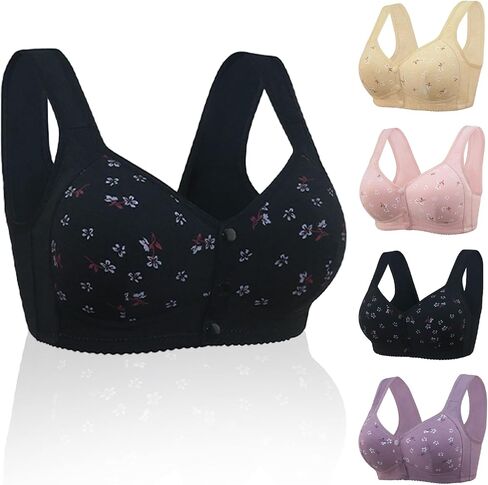 Front Button Bra Front Closure Everyday Sports Bras Convenient Snap Sleep Bra Comfort Wireless Cotton Bras for Women in Saudi Arabia