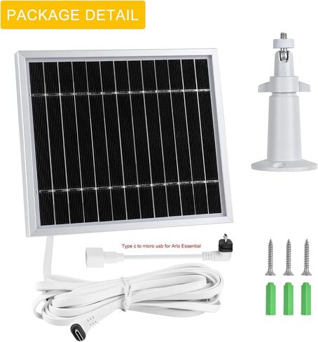iTODOS Solar Panel Charger for Arlo Essential Wireless Security Camera, 2nd Generation/Arlo Essential Spotlight/XL Spotlight Camera-11.8Ft Outdoor Power Charging Cable & Adjustable Mount(Silver) in Saudi Arabia