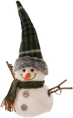 Boston International Christmas Winter Holiday Tabletop Figurine Decoration, 13-Inches, Green Plaid Hat Snowman in Kuwait