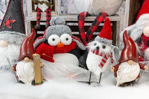Boston International Christmas Winter Holiday Tabletop Figurine Decoration, 13-Inches, Green Plaid Hat Snowman in Kuwait