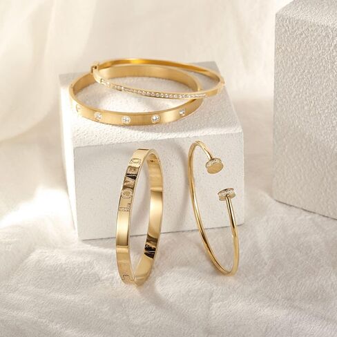 5 Crystal Diamond Classic Cuff Bangle Chunky Bracelet Clasp Wristband Bracelet for Women Zirconia Diamond Simplicity Polished Friendship Bangle for Men Jewelry in Saudi Arabia