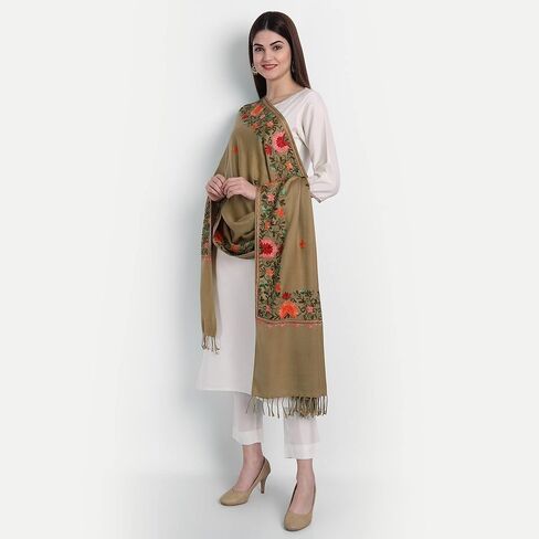 Zamour Kashmiri Embroidery Indian Shawl Stole Scarf Wrap for Wedding Parties Bridesmaid Full Size Stole in Kuwait