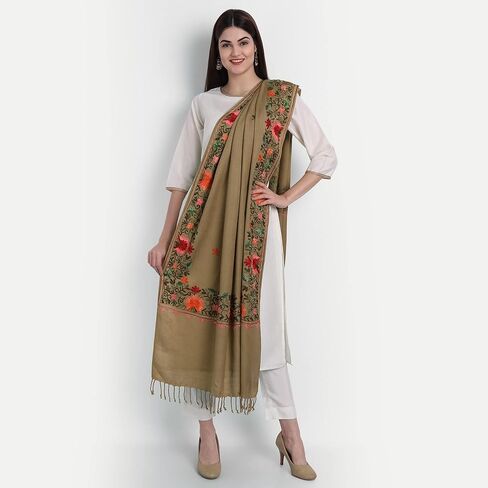 Zamour Kashmiri Embroidery Indian Shawl Stole Scarf Wrap for Wedding Parties Bridesmaid Full Size Stole in Kuwait