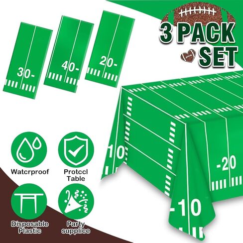 Football Party Decorations Disposable Tablecloth Plastic Touchdown Table Cover for Super Bowl Football Birthday Party Decorations and Games Tailgate Decorations 54 X 108Inch, 2 Pack in Saudi Arabia