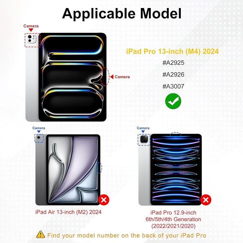 حافظة لوحة مفاتيح FARYODI لجهاز iPad Pro 13 بوصة (M4، 2024)، لوحة تتبع، قابلة للدوران 360 درجة، لوحة مفاتيح لاسلكية، 7 ألوان بإضاءة خلفية، حافظة لوحة مفاتيح سحرية لجهاز iPad Pro 13 بوصة - أسود in Kuwait