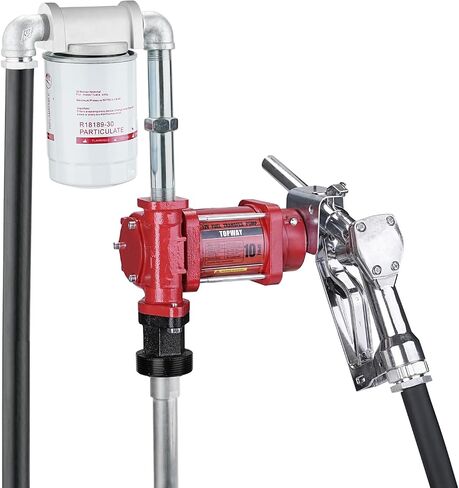 TOPWAY 12V DC Gasoline Fuel Pump, 10GPM Self-priming Oil Transfer Pump Kit With Particulate Filter, Fuel Nozzle, Discharge Hose & Suction Pipe for Gasoline Diesel Biodiesel Kerosene & More in Kuwait