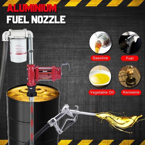 TOPWAY 12V DC Gasoline Fuel Pump, 10GPM Self-priming Oil Transfer Pump Kit With Particulate Filter, Fuel Nozzle, Discharge Hose & Suction Pipe for Gasoline Diesel Biodiesel Kerosene & More in Kuwait