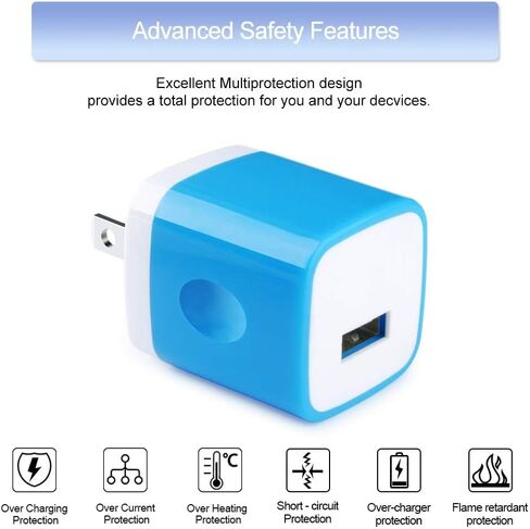 كابل USB لشاحن الحائط Micro USB، 4 مجموعات شحن مكعب شاحن USB مع كابل سلك مايكرو Android متوافق مع Samsung Galaxy S7 Edge A10 A6 M10 J7 J8 S6 S5 Note 5 4، LG، HTC، Moto، Android Phone in Saudi Arabia