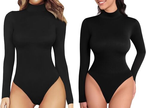 MANGOPOP بدلة للجسم ذات ياقة مدورة وأكمام طويلة + ملابس داخلية رفيعة in Kuwait